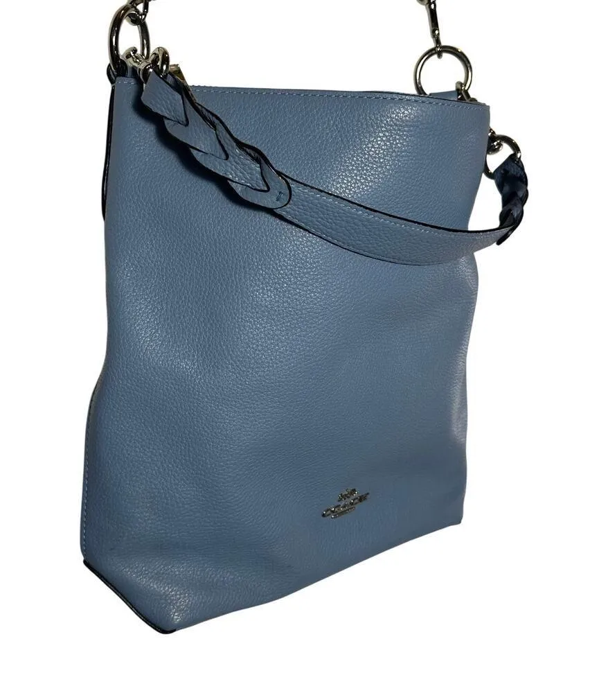 Coach Abby Duffle Crossbody Bag Blue Pebbled Leather Style 31507 - Image 2