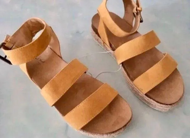 Espadrille Sandals, Size 8 1/2 Gold - Image 3