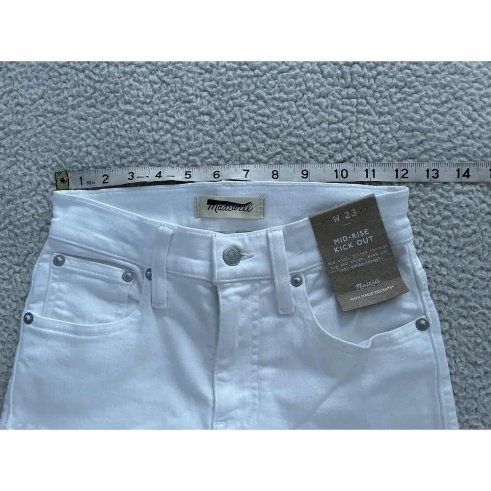 Madewell Mid Rise Kick Out Ankle Length Jeans Pure White Womens Size 23 - Image 12