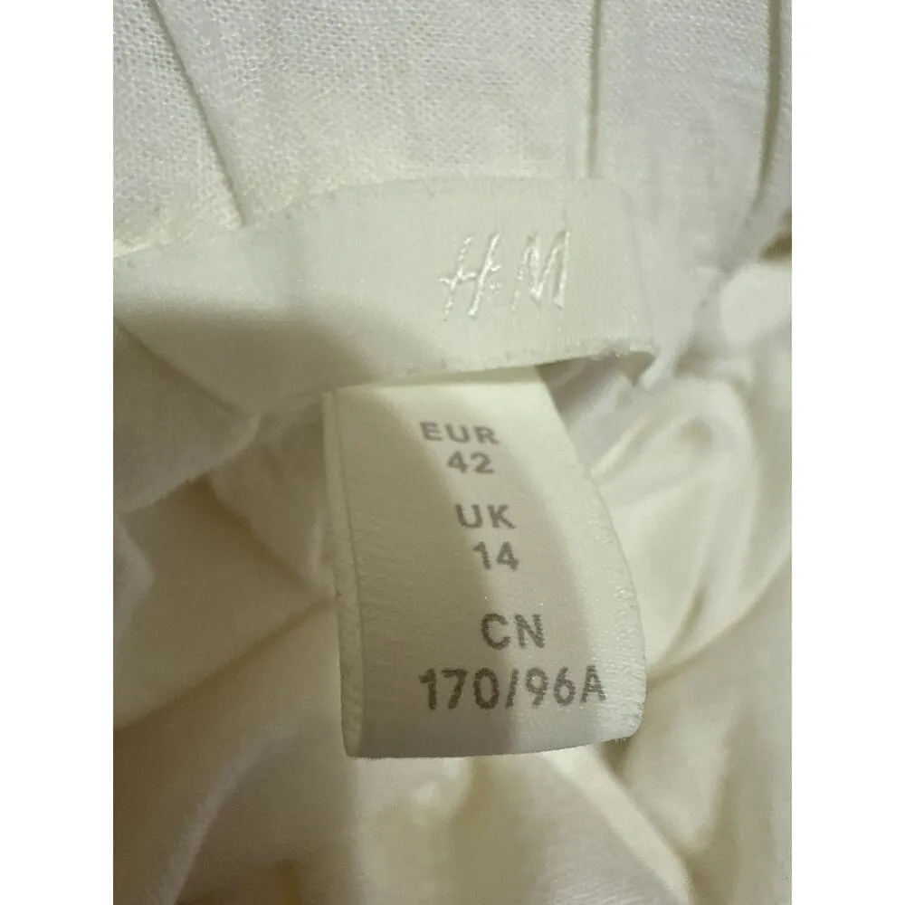 H&M White Halter Sleeveless V Neck Backless Open Back Midi Wrap Dress Size 12 - Image 5