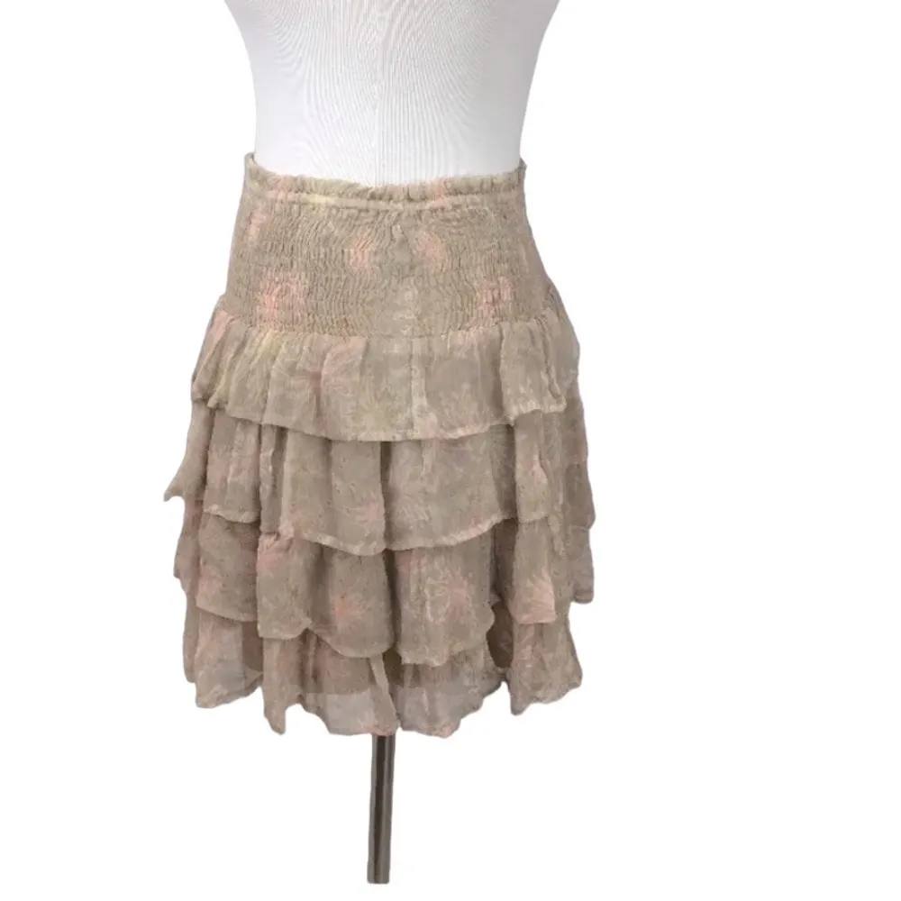 Chan Luu tan floral ruffle skirt size medium - Image 2