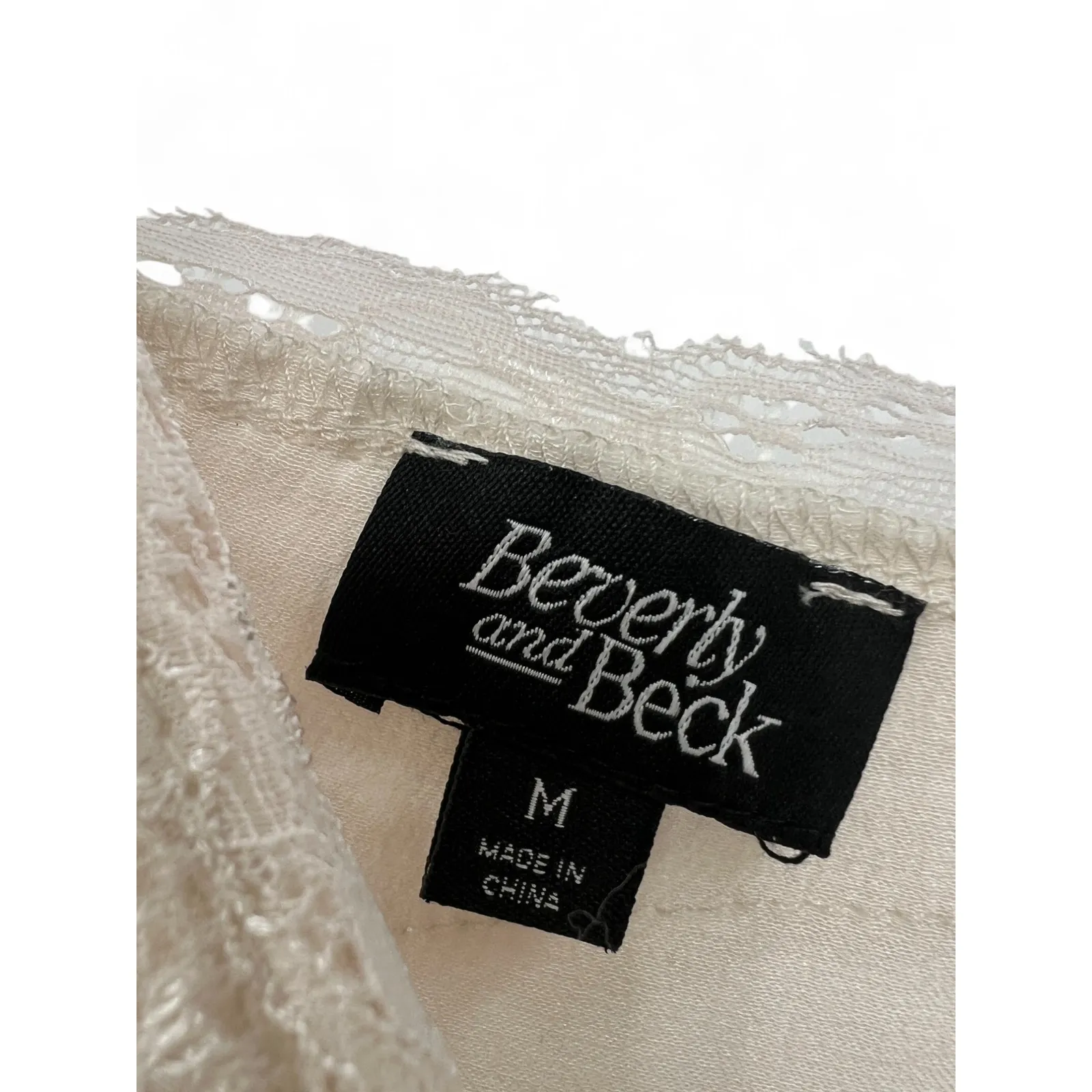 Beverly & Bec M Dress Midi Lace Trim Satin Slip Lingerie Womens Cream  Nightgown - Image 5