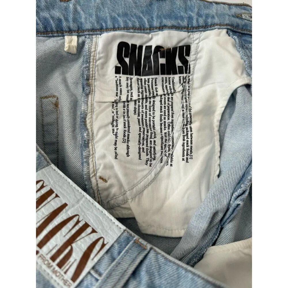 Mother SNACKS Fun Dip Double Pleated Short Fray Just A Nibble Denim Shorts Sz 27 Blue - Image 10