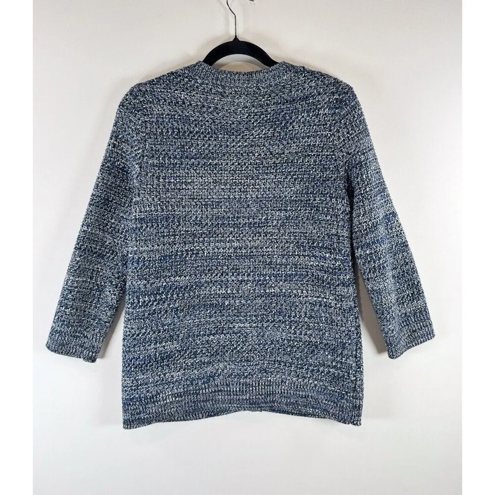 Boden Tori Womens Cardigan Blue Crewneck Knit 3/4 Sleeve Sweater Small - Image 2