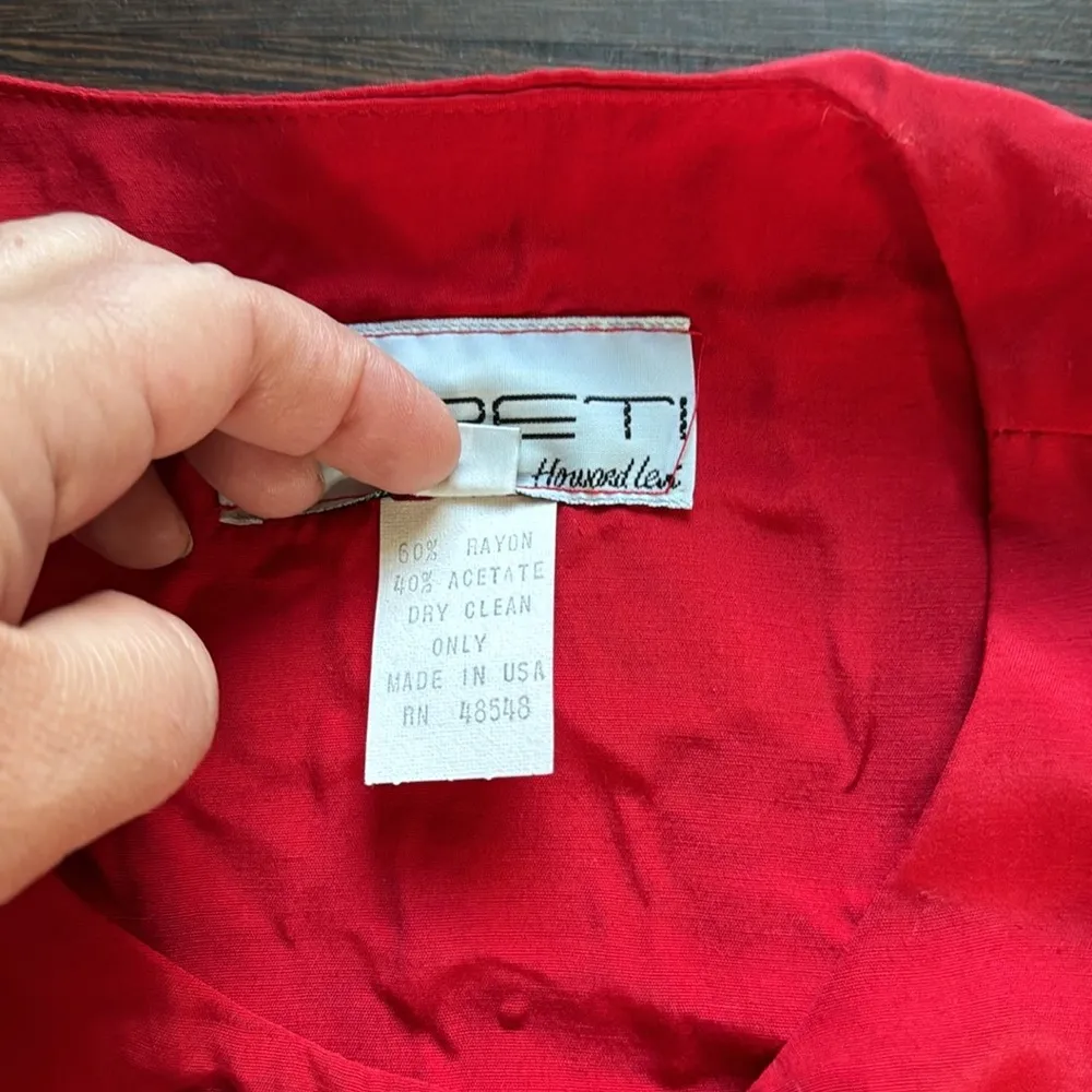 Vintage Tareti Howard Levi Double Button Down Long Sleeve Blouse Red 14 - Image 3