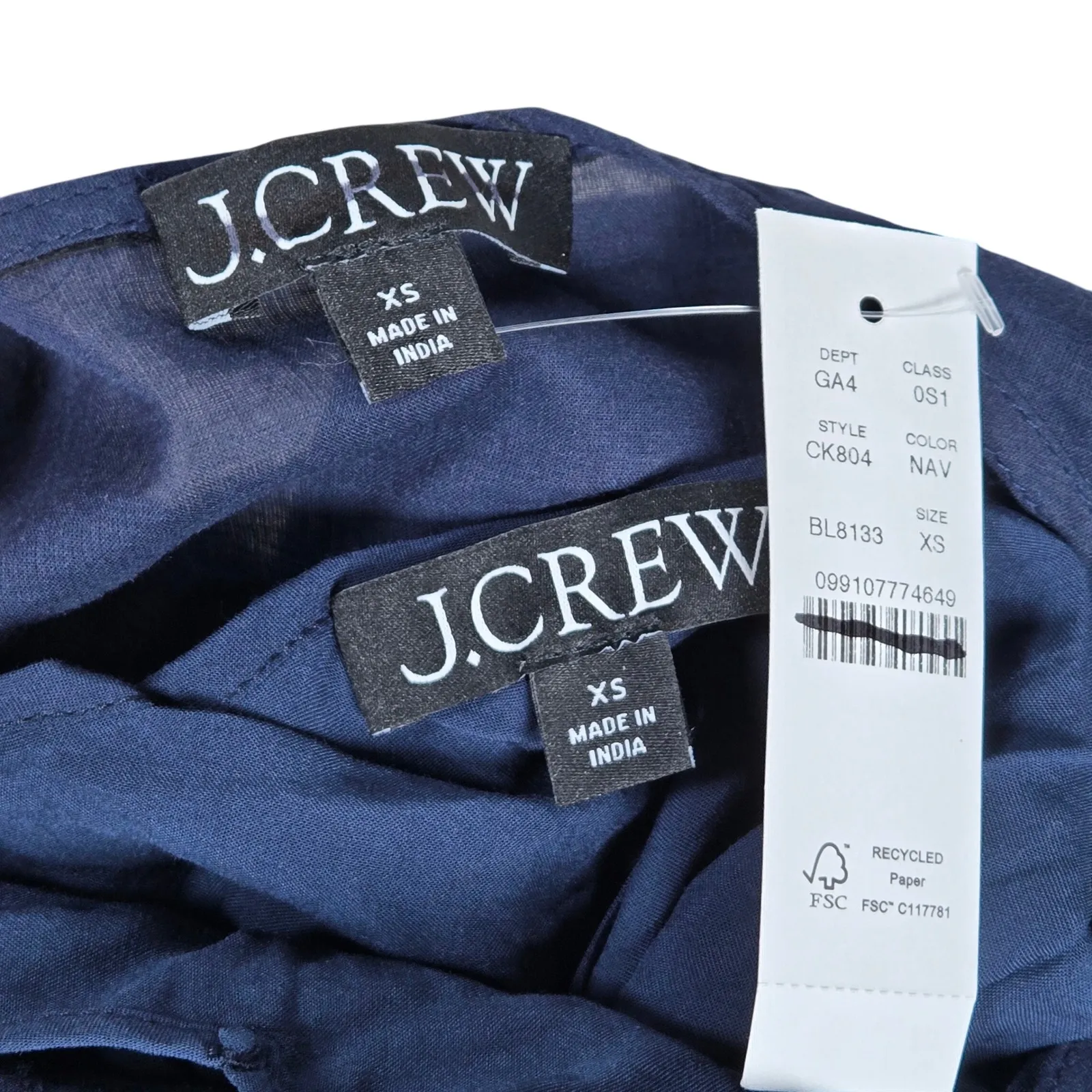 J Crew Pintuck shirt-dress in cotton voile Navy CK804 XS NWT Short Sleeve Tiered - Image 4