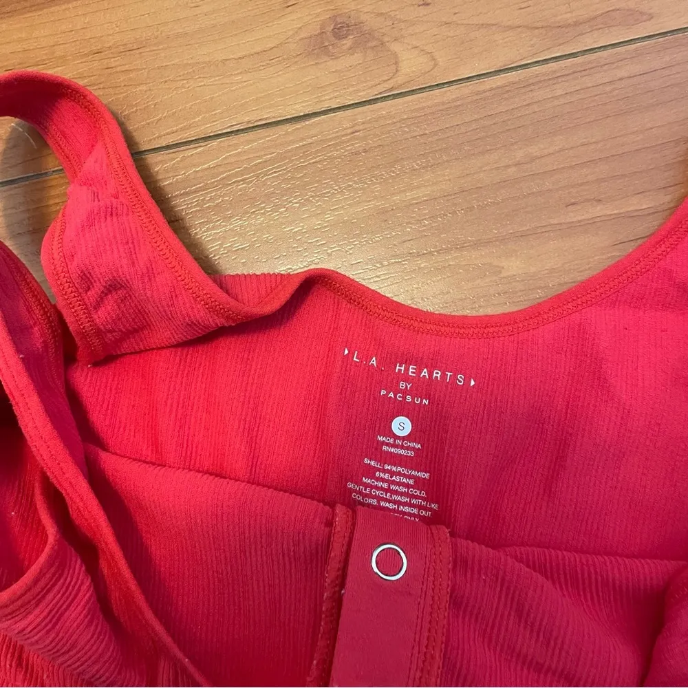 Pacsun LA Hearts Tank Top Button Fitted Small Red Shirt - Image 2