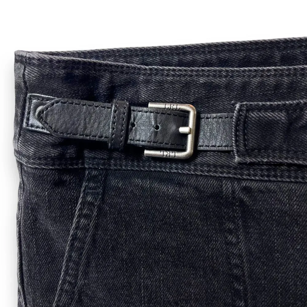 Lauren Ralph Lauren Vintage Black Denim Pencil Skirt Knee Length Buckle Womens 6 - Image 3
