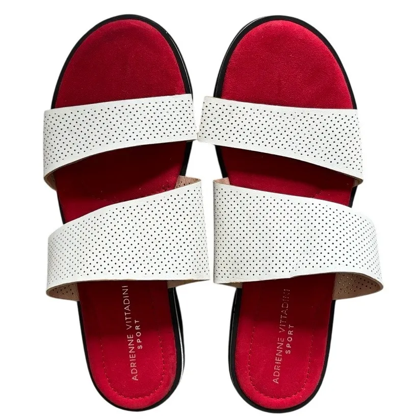 Adrienne Vittadini Sport Prindle Platform Slide‎ Sz 9 White Red Tennis Prep - Image 2