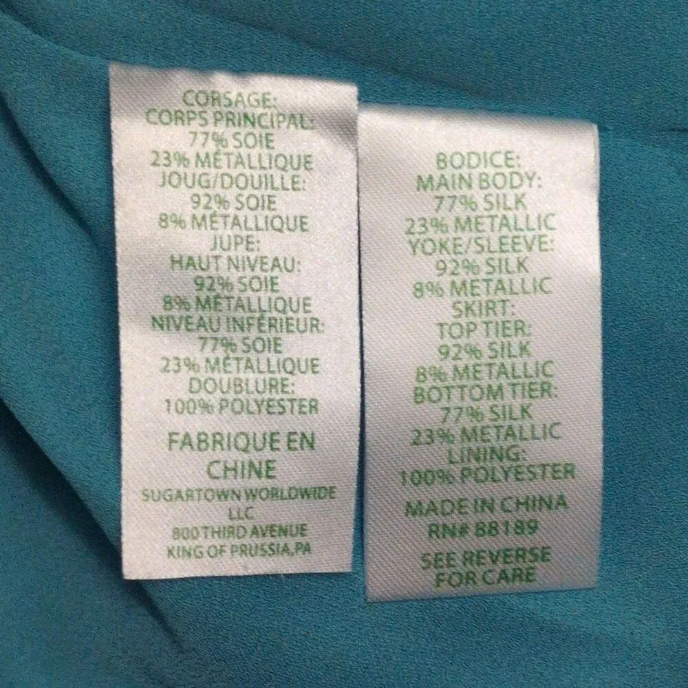 NWT Lilly Pulitzer Joella Silk Dress Bermuda Blue Seagrass Metallic Clip Size 10 - Image 8