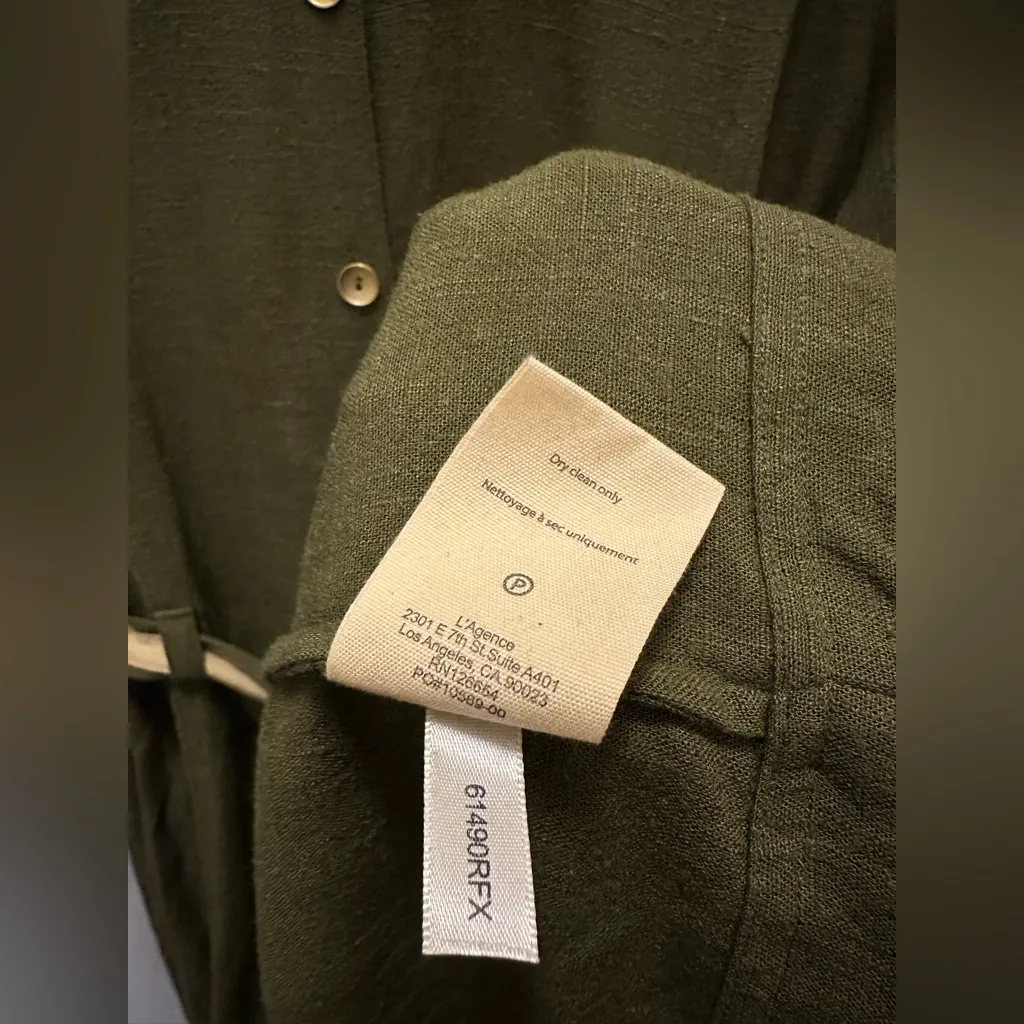 L'AGENCE Malika Linen-Blend Shirt Dress Small - Image 7