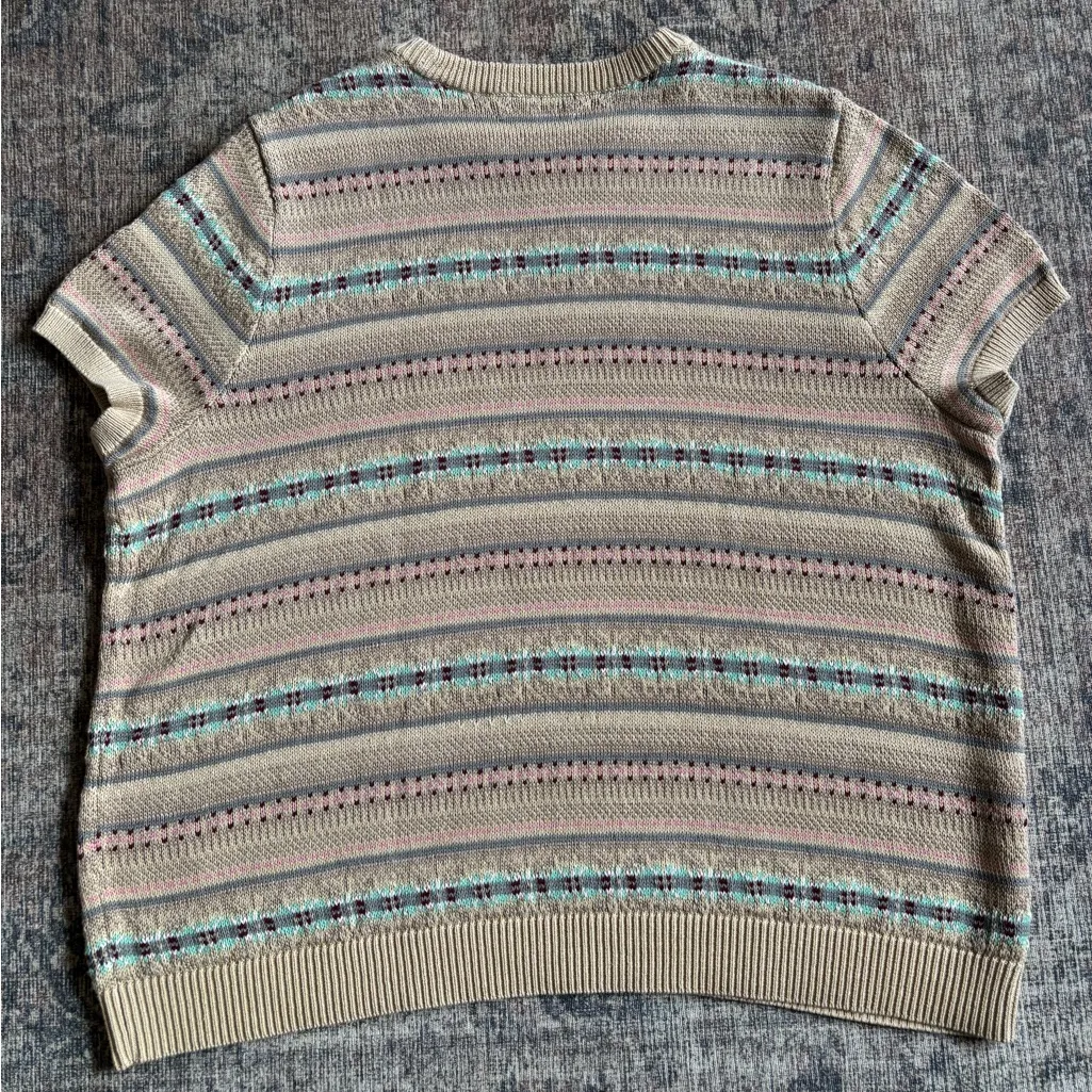 Lauren Ralph Lauren Fair Isle Tan Short Sleeve Sweater Top Size 3X - Image 8