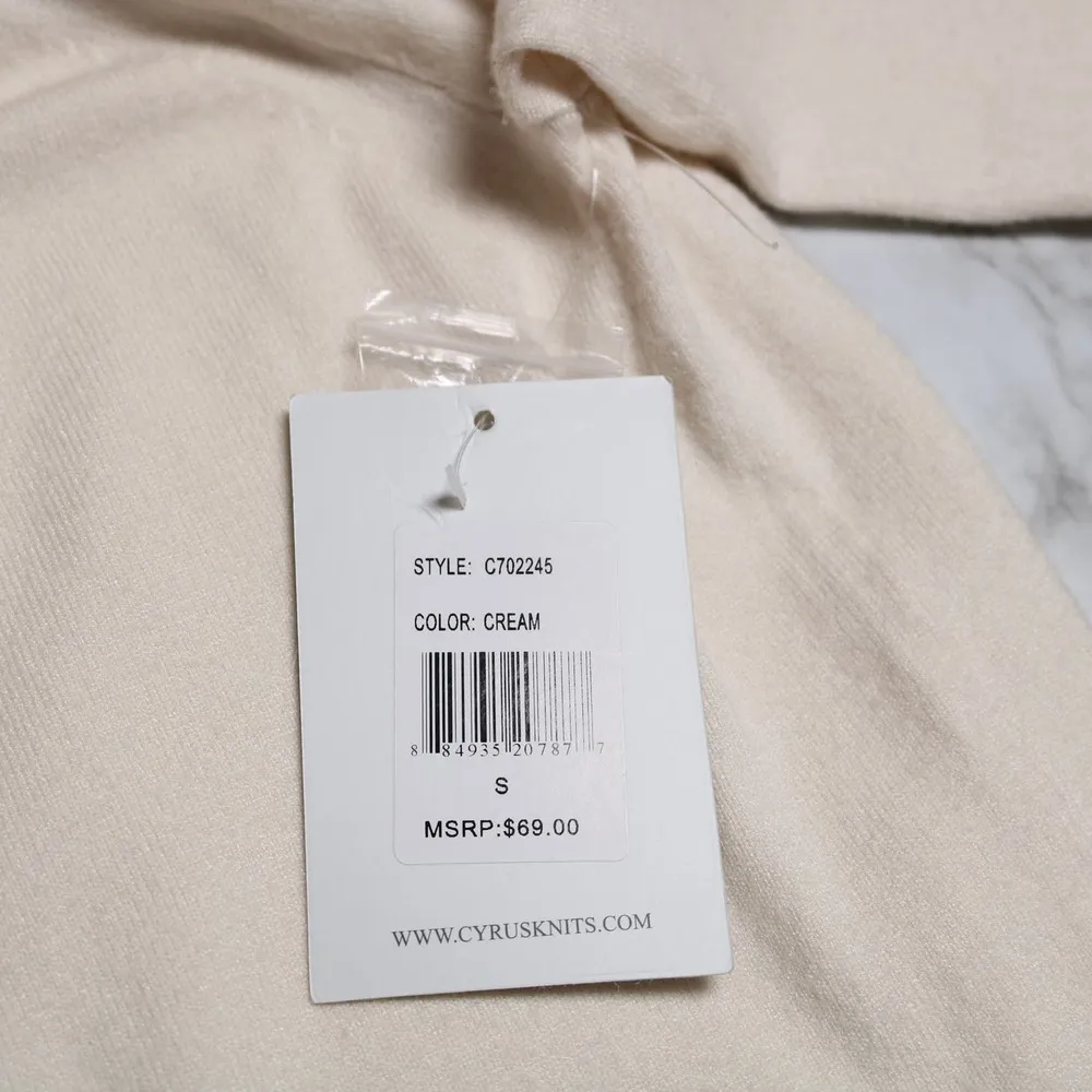 Cyrus Raya by  Knits Waffle Cowl Neck Sweater in Pearl Puff Cream Ivory Size S - Image 10