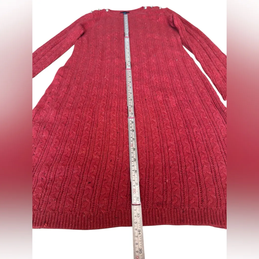 Talbots Women’s Burnt Orange Cable Knit Sweater Dress Button Shoulder Sz S EUC - Image 9