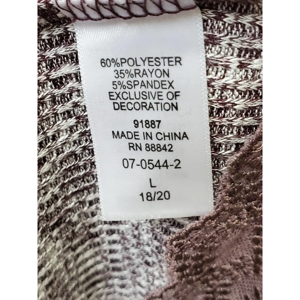 Woman Within Womens Maroon White Long Sleeve Round Neck Pullover Sweater Large - Image 8