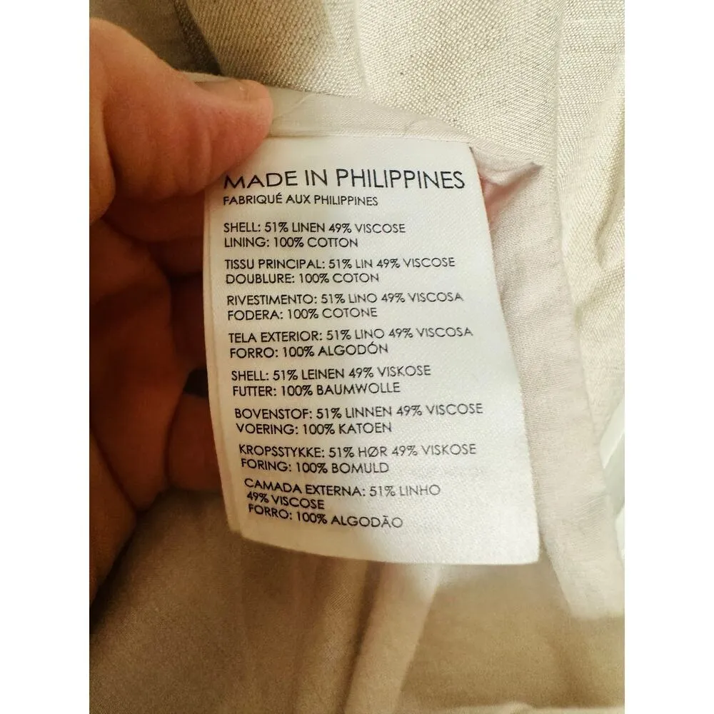 CLUB MONACO Flaxseed Relaxed Single Breasted Linen-Blend Blazer Coat Size Large - Image 10