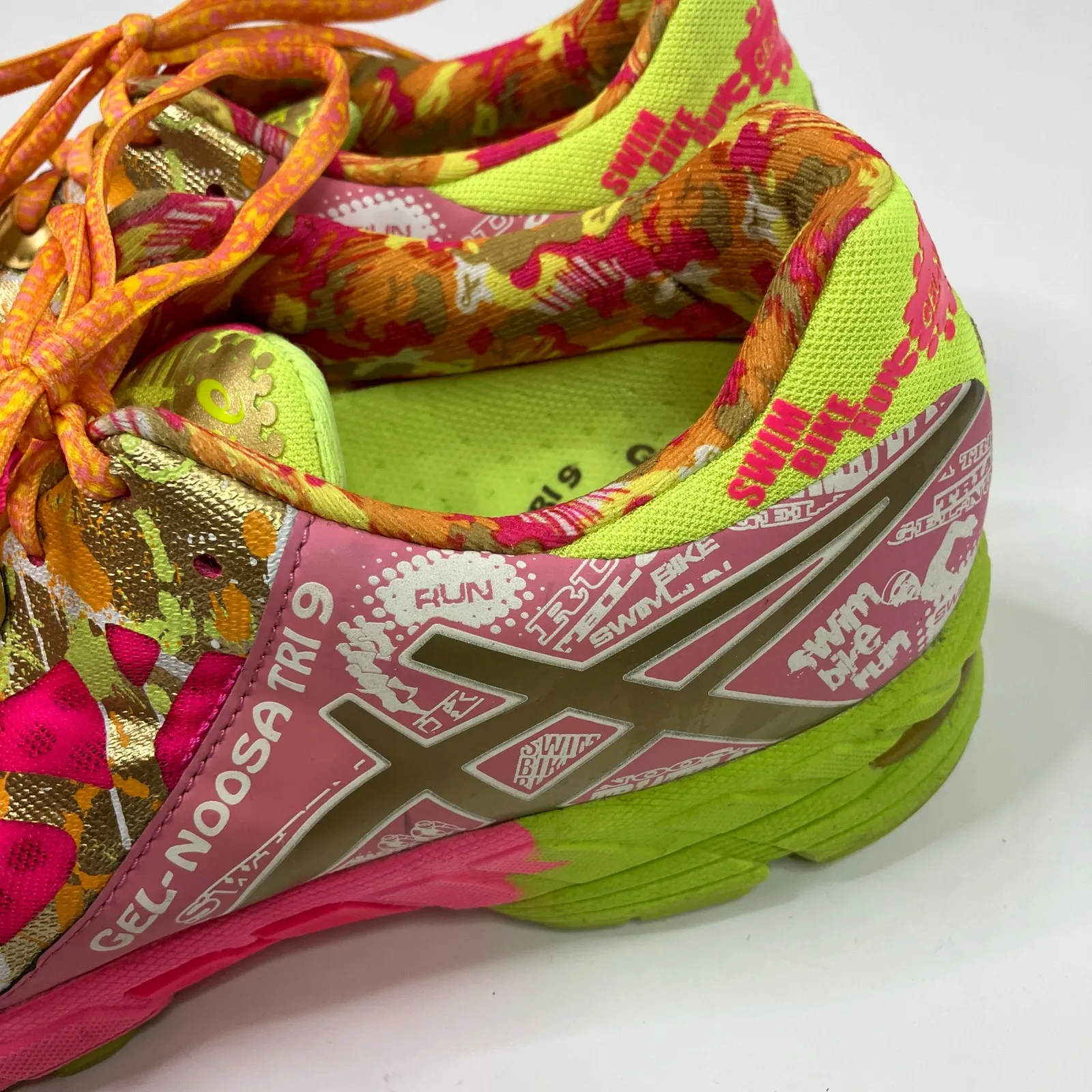 ASICS | Gel Noosa Tri 9 Running Shoe Breast Cancer Pink Yellow Sneaker Womens 12 - Image 2