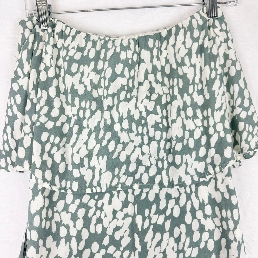 LSpace Paulina Strapless Jumpsuit Stone Steps Size XS Wide Leg Smocked Ruffle - Image 6