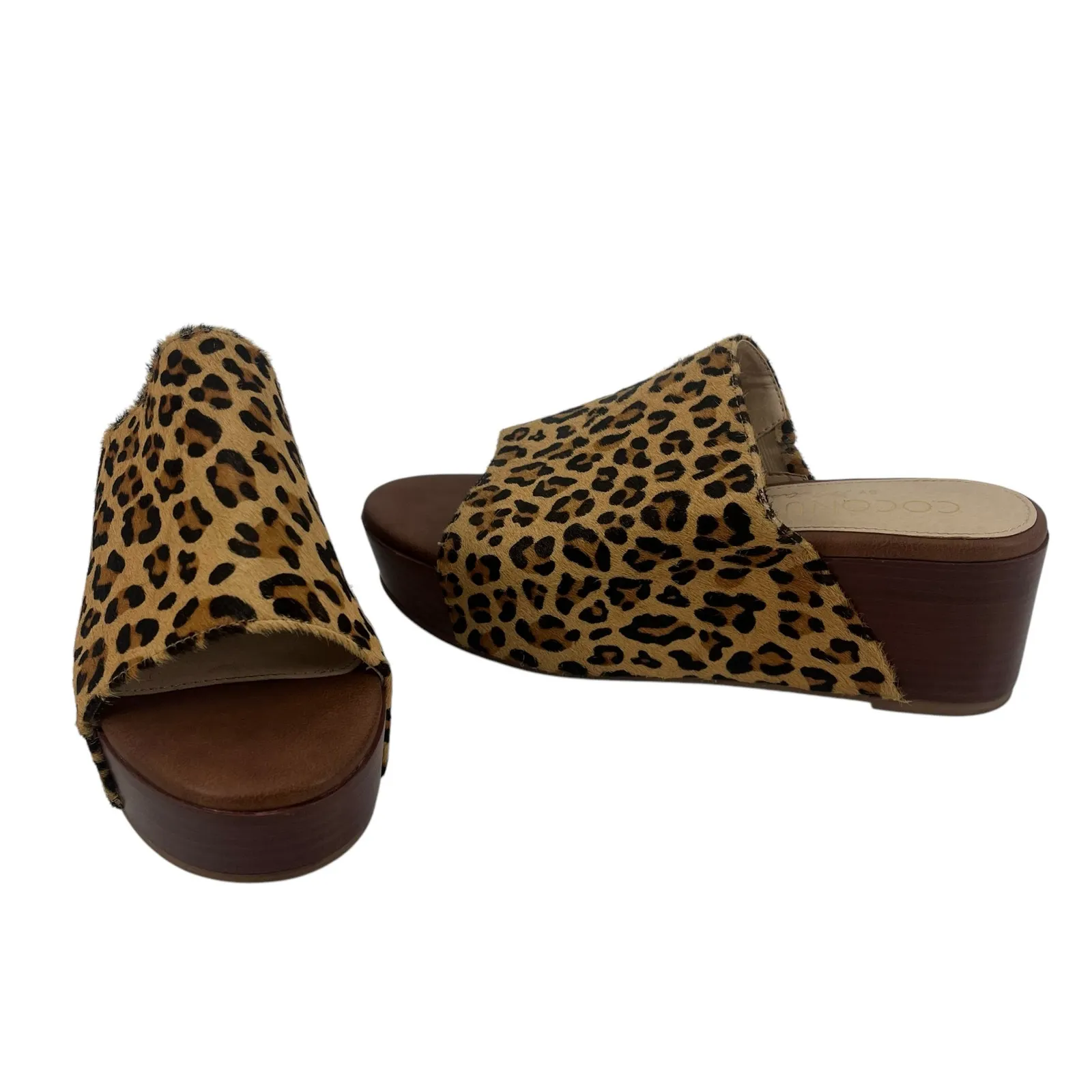 Coconuts by Matisse Freya Platform Slides Sz 8M Y2K Chunky Boho Leopard Indie - Image 2