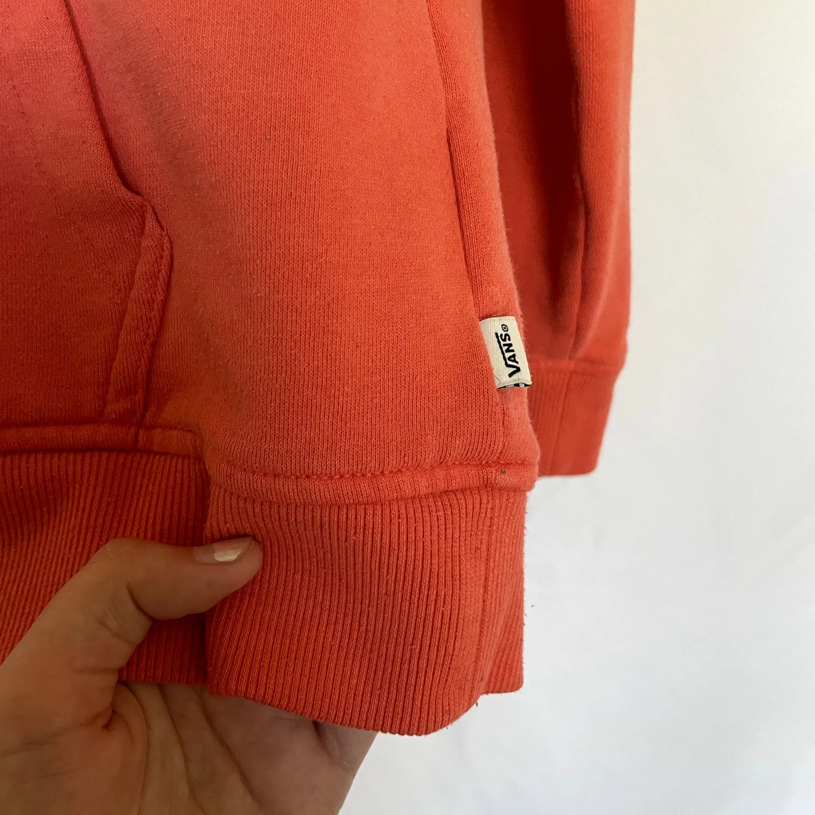 Vans bright orange hoodie women's size small cotton sweater casual FLAW - Image 4