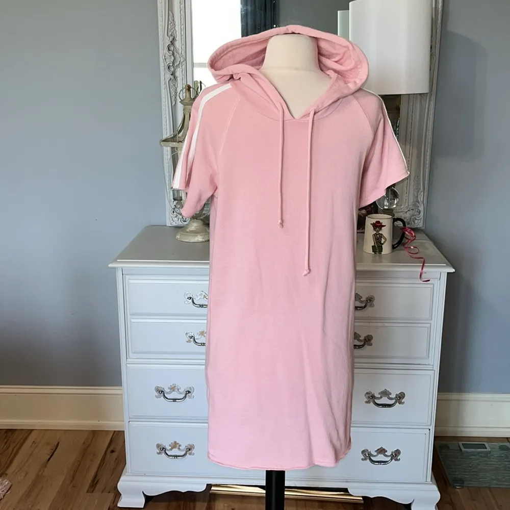 Pink Knit Hooded Dress Comfy Knee Length True Craft Cotton Summer - Image 5