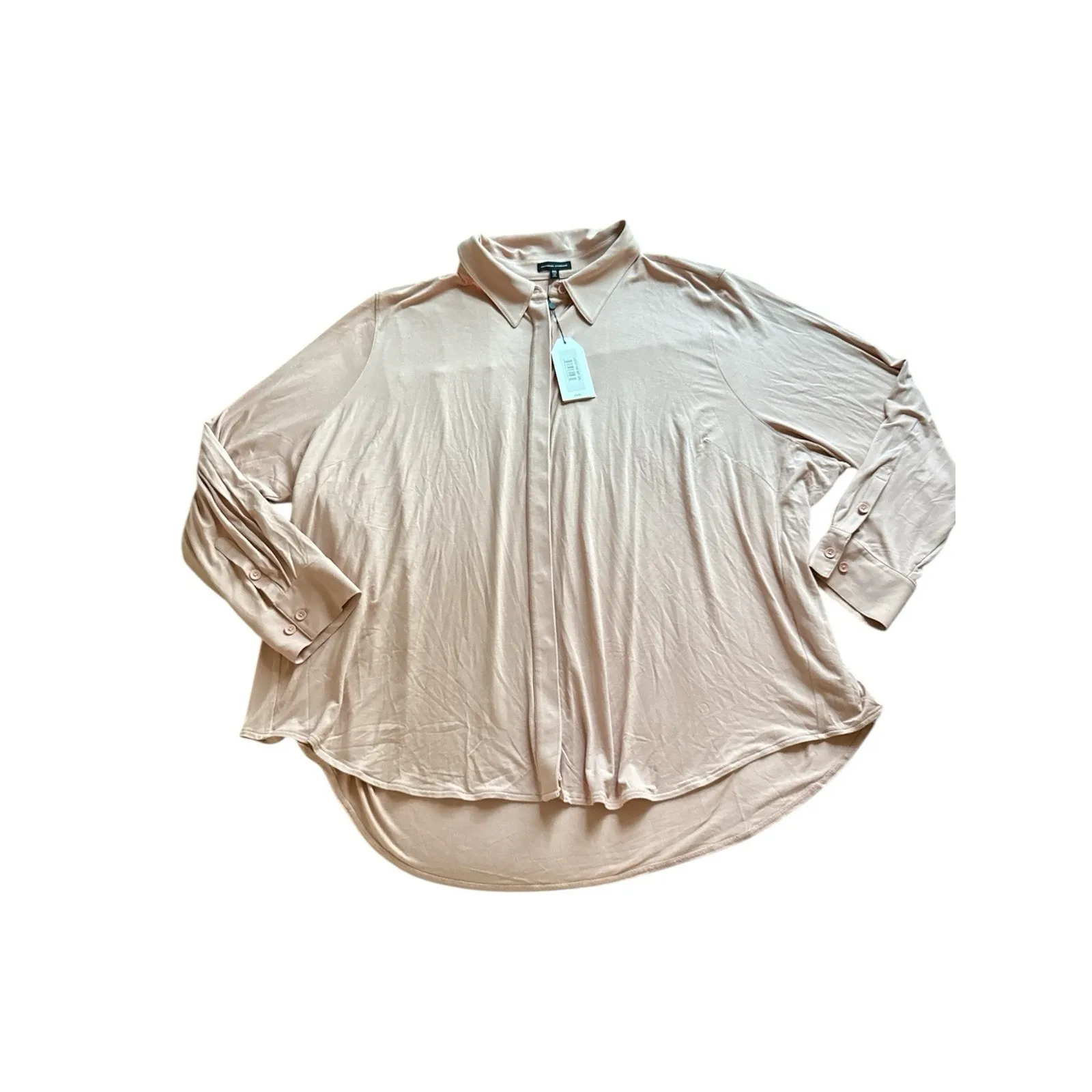 NWT Universal Standard Elbe Top Womens 2XL Pink Liquid Jersey Button Down Shirt - Image 3