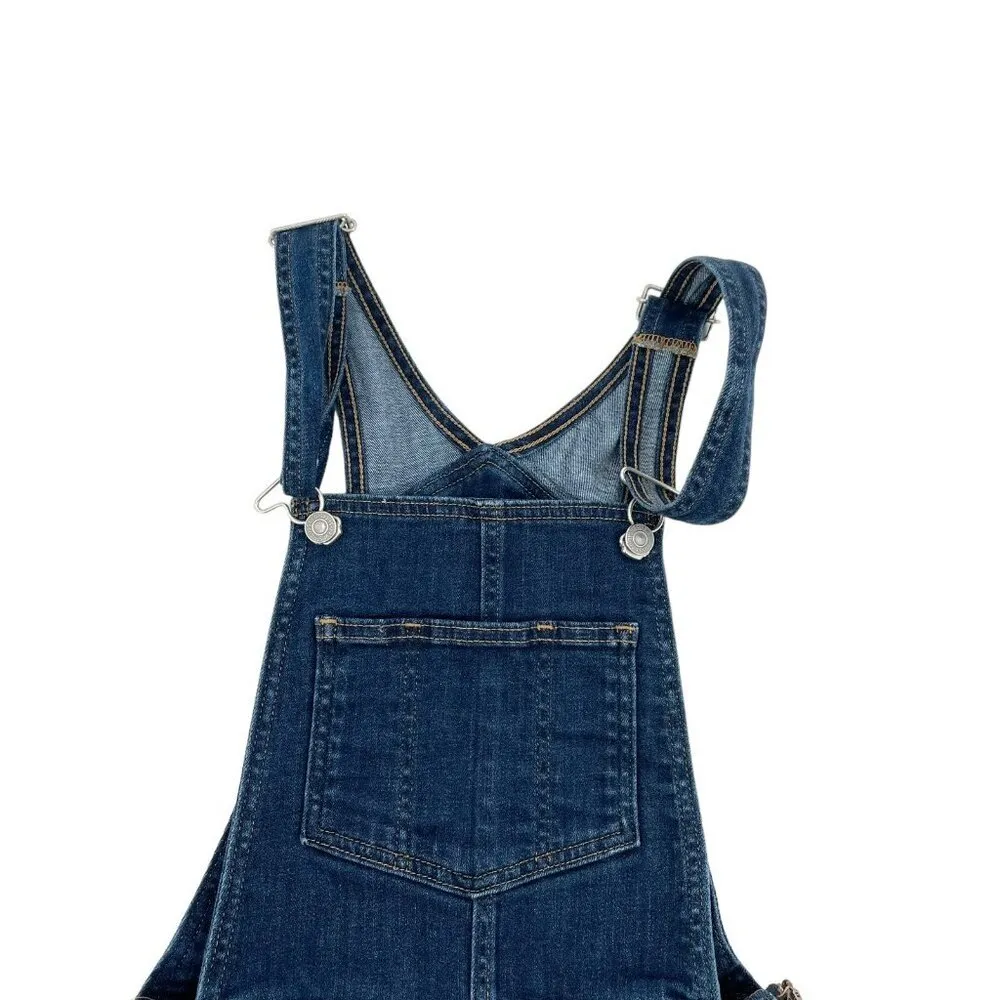 Levi's Skinny Leg Utility Bib Overalls Side Zipper Stretch Denim Dark Wash sz 25 - Image 3
