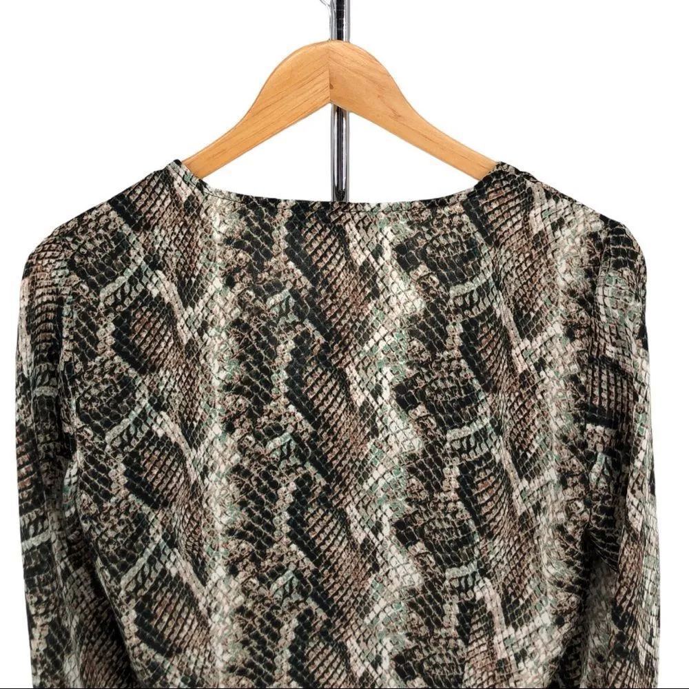 Cupcakes & Cashmere Jasper Wrap Blouse in Brown Snake Print NWT - Image 6