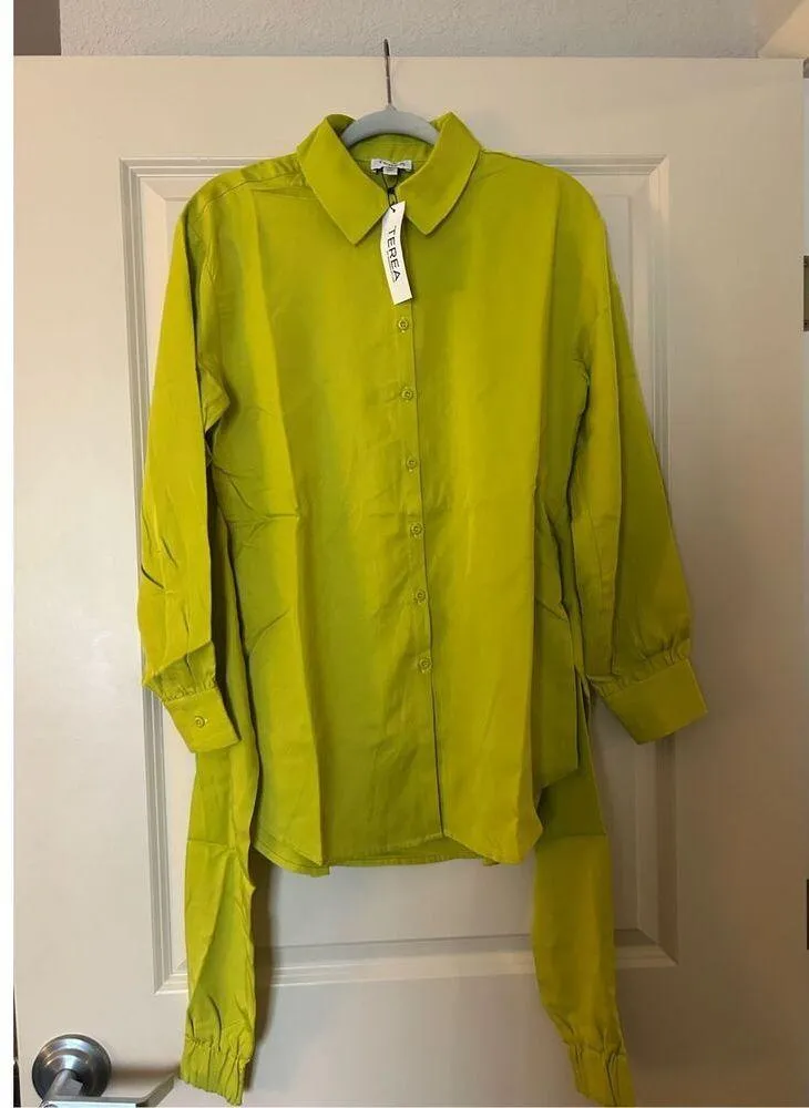 NEW TEREA Green Selah Tie Front Blouse Regular - Image 2