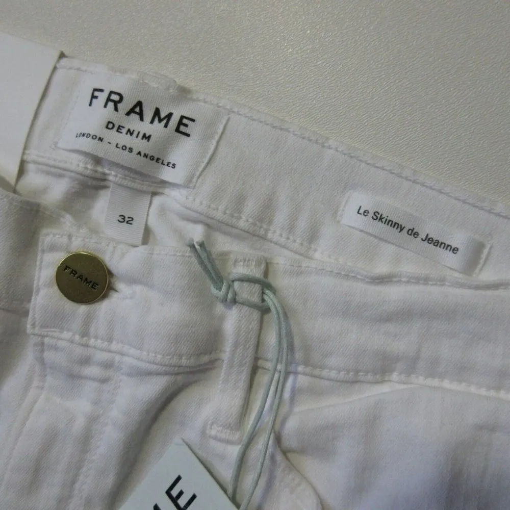 NWT FRAME Le Skinny de Jeanne in Blanc Color Rip Destroyed Stretch Jeans 32 - Image 4