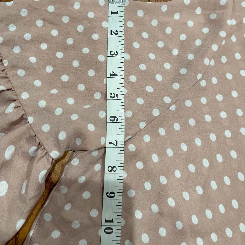 Violet & Claire Ruffle Sleeve Blouse - Pink and White - Image 11