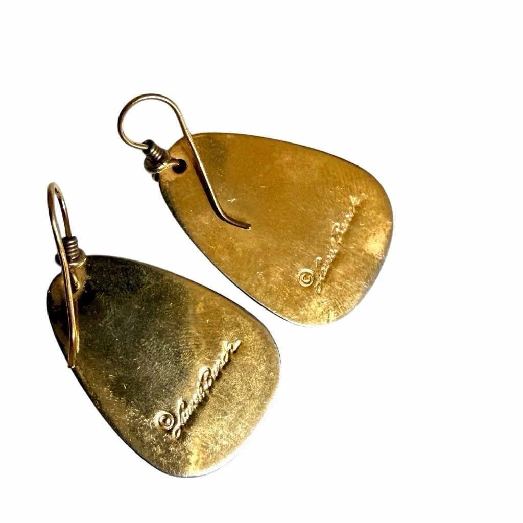 Laurel Burch Black Enamel Iris Drop Earrings - Image 6