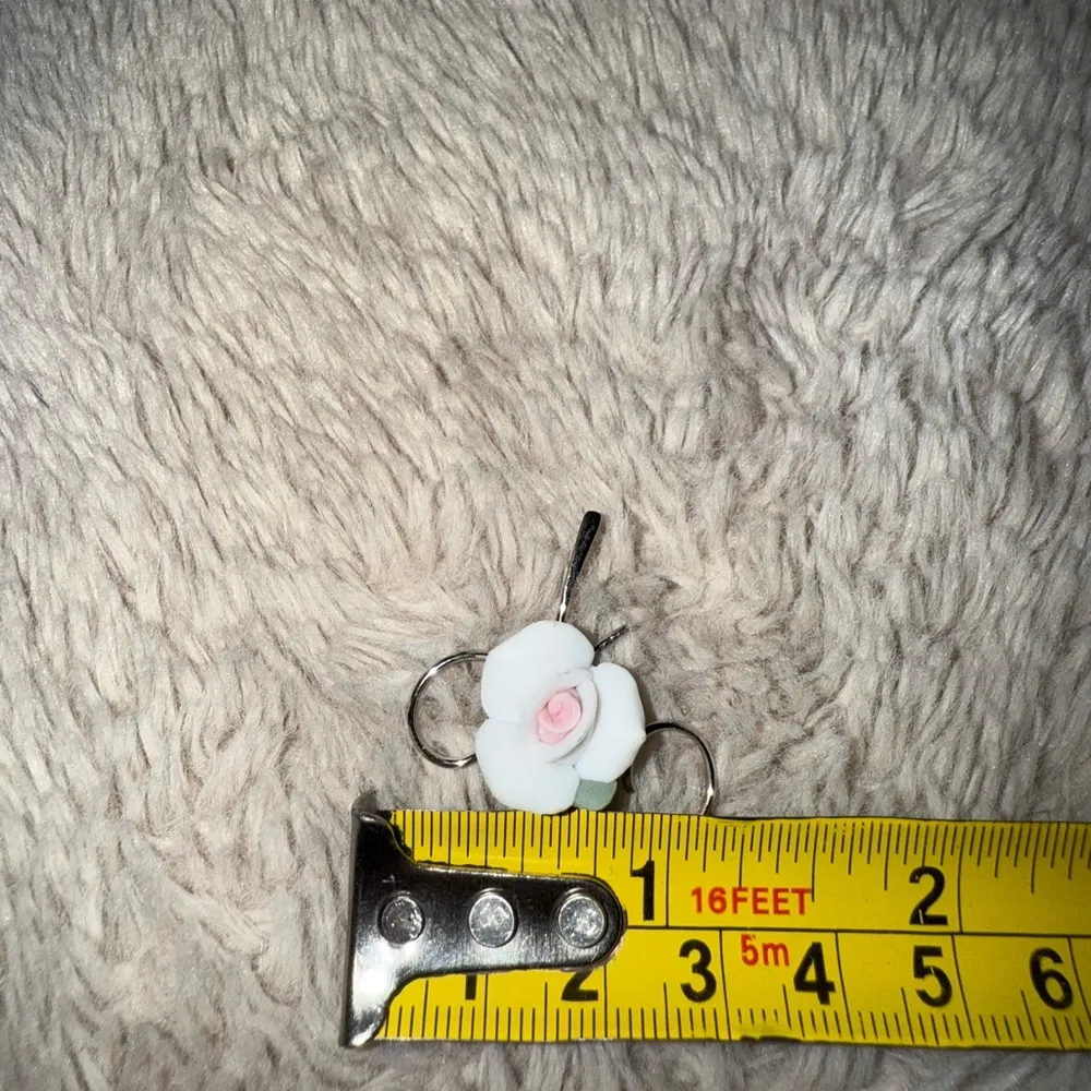 Beau Sterling Ceramic Flower Brooch Pin Swirl Floral Delicate Dainty Vintage 925 Silver - Image 7