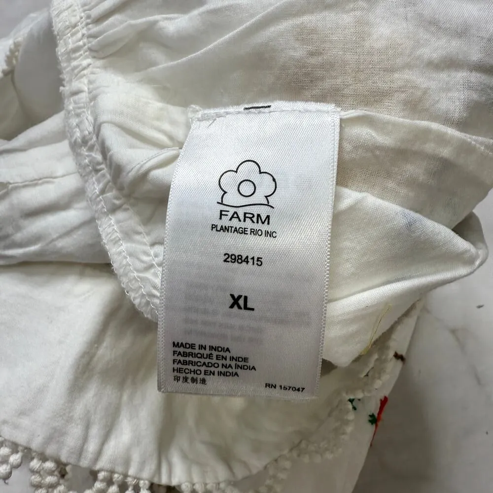 Farm Rio Pitanga Embroidery Mini Skirt Size XL Off White New Crochet Birds - Image 8