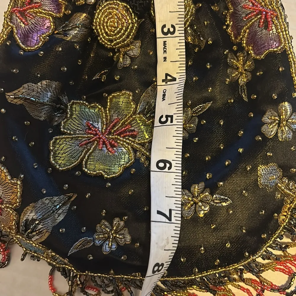 Floral Embroidered Drawstring Bag Black - Image 9