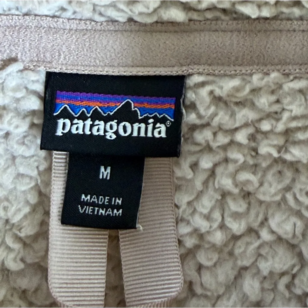 Patagonia Women Retro Pile Fleece Pullover Sz M Taupe 1/4 Zip Sz M *flawed* - Image 3