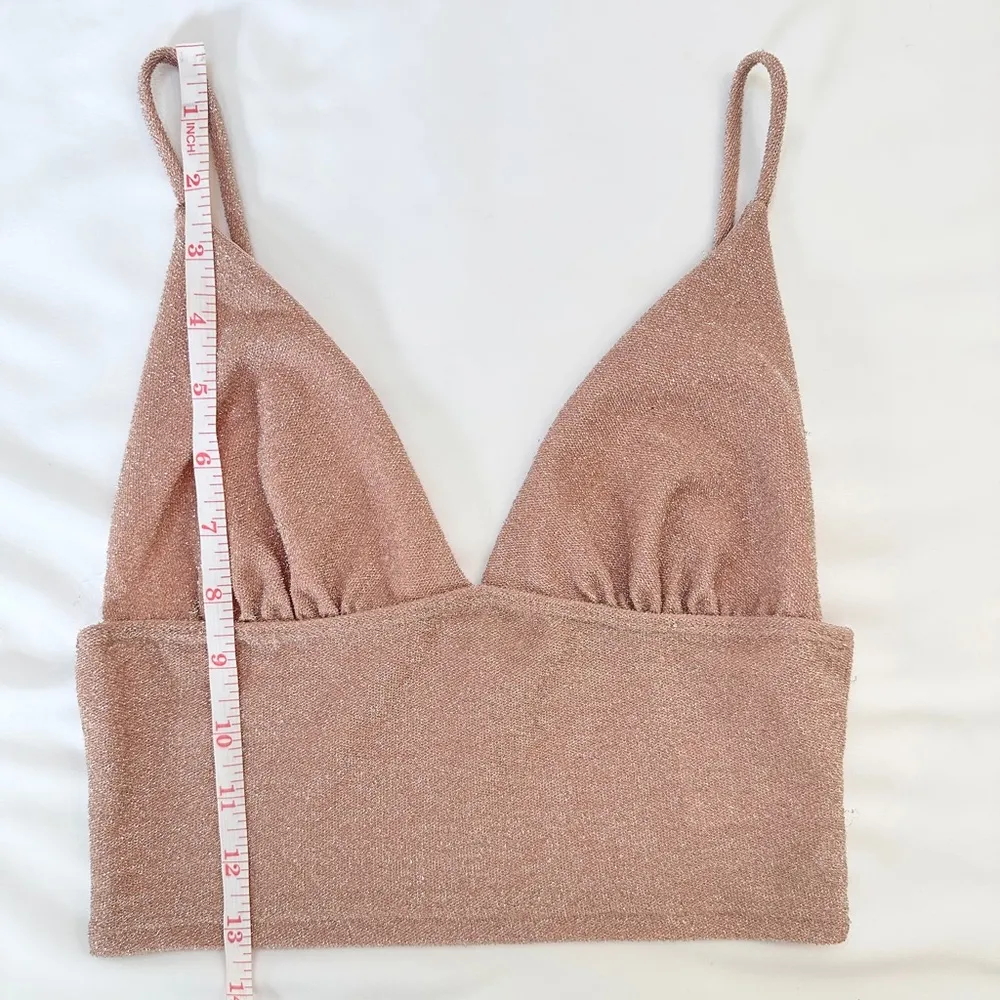 Sparkly Glitter V-Neck Plunge Crop Tank - Metallic Pink - XS - Image 8