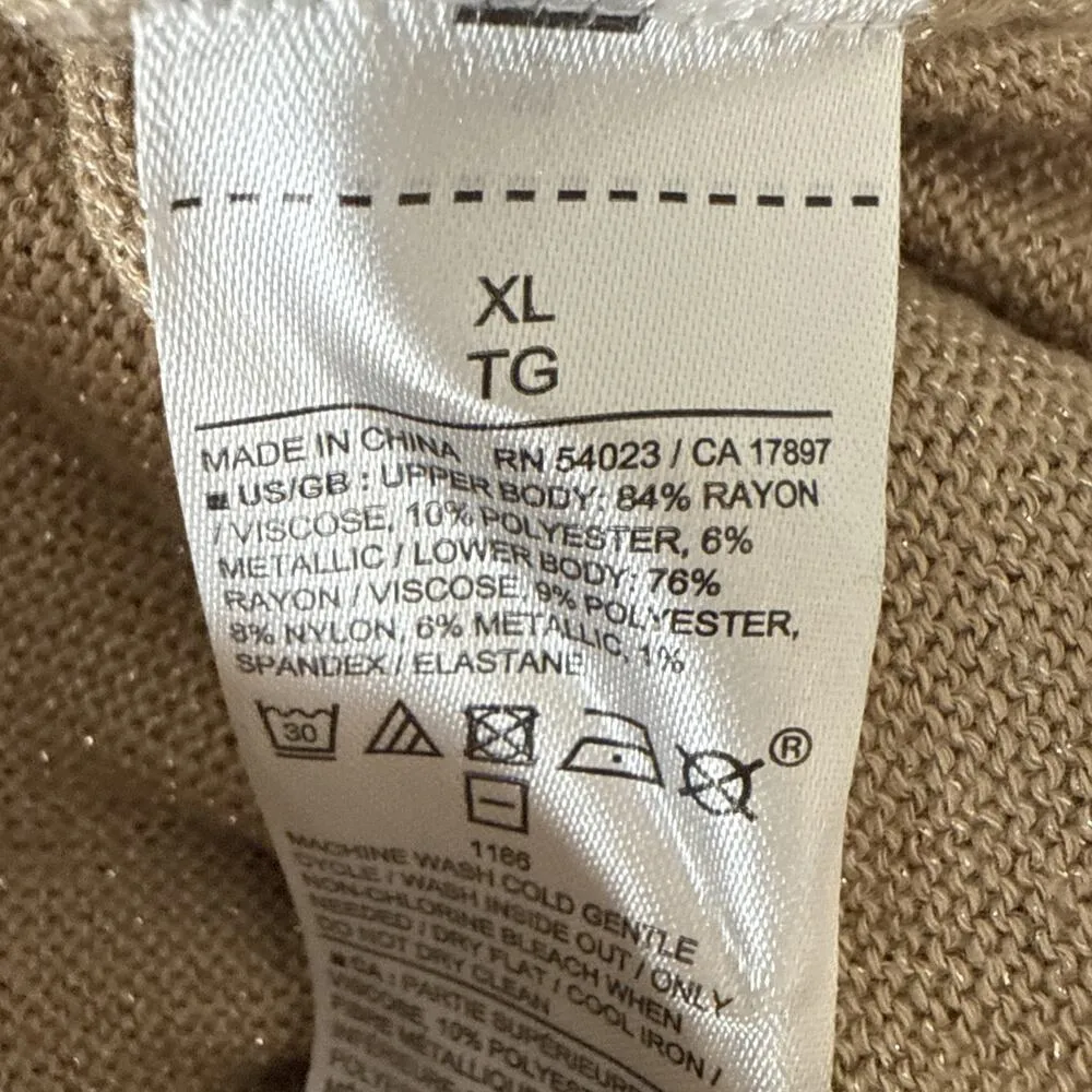 Banana Republic Maxi Shine Sweater Skirt Size XL Gold Lurex Yarn Side Slits - Image 7