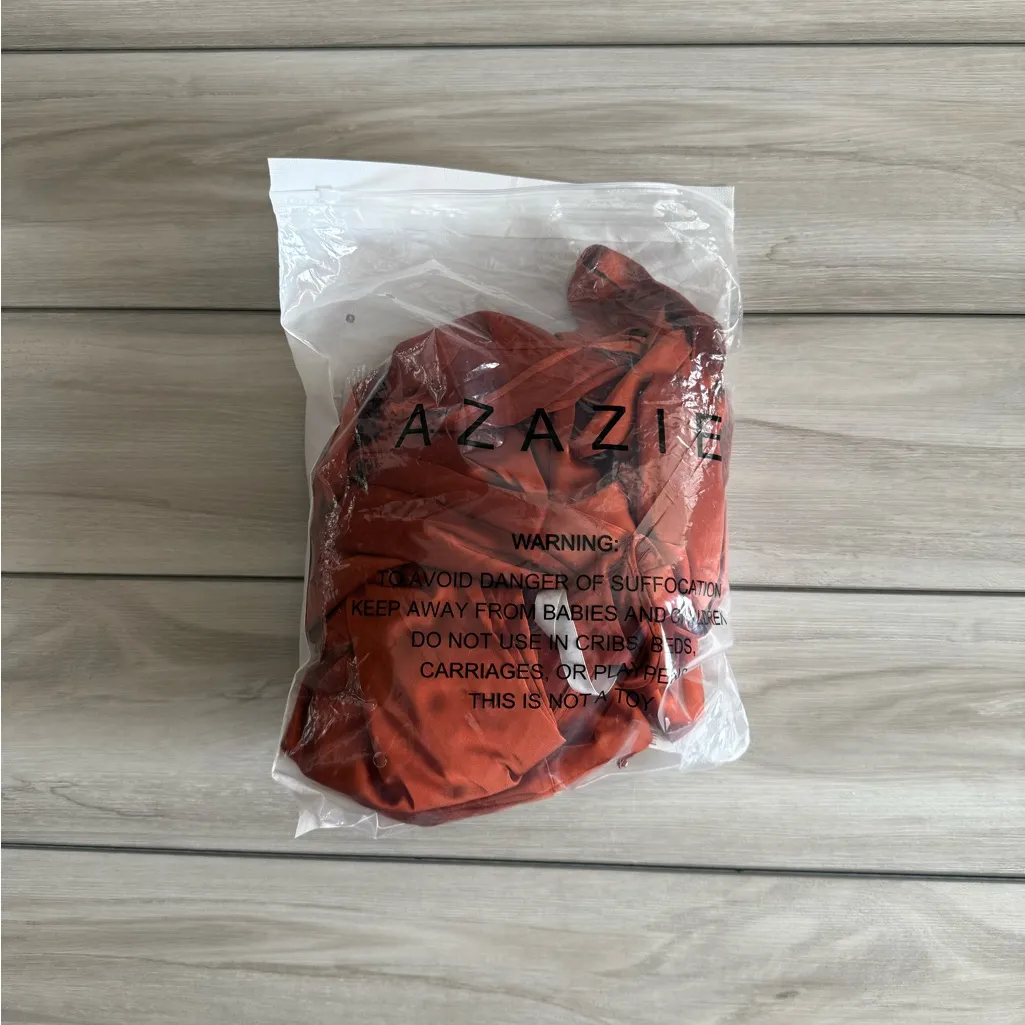 Azazie Mai Sheath Pleated Stretch Satin Dress Orange Size 12 NWT IN PACKAGE - Image 8