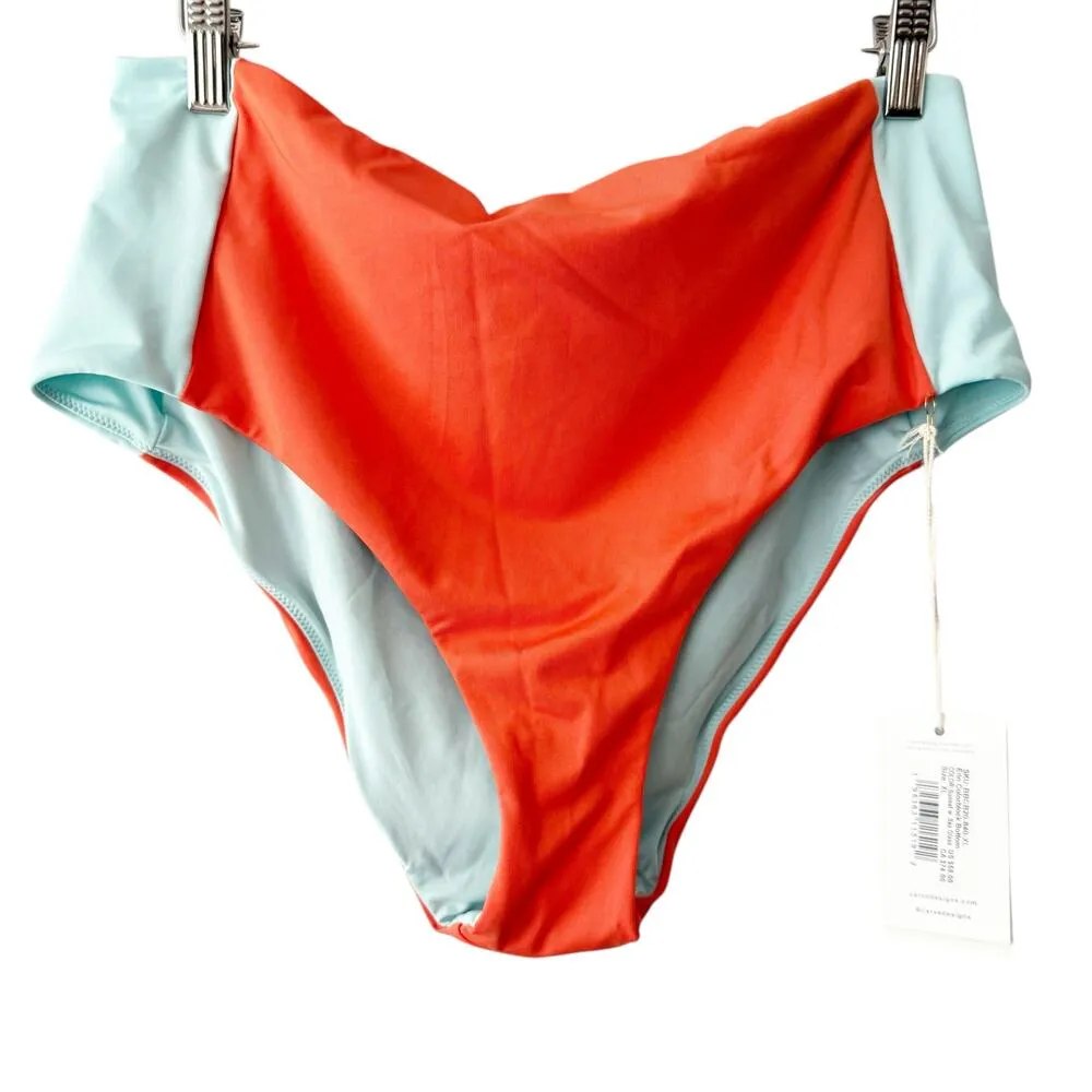 Carve Designs Erin Sunset Seaglass Colorblock High Waist Bikini Swim Bottoms XL - Image 4