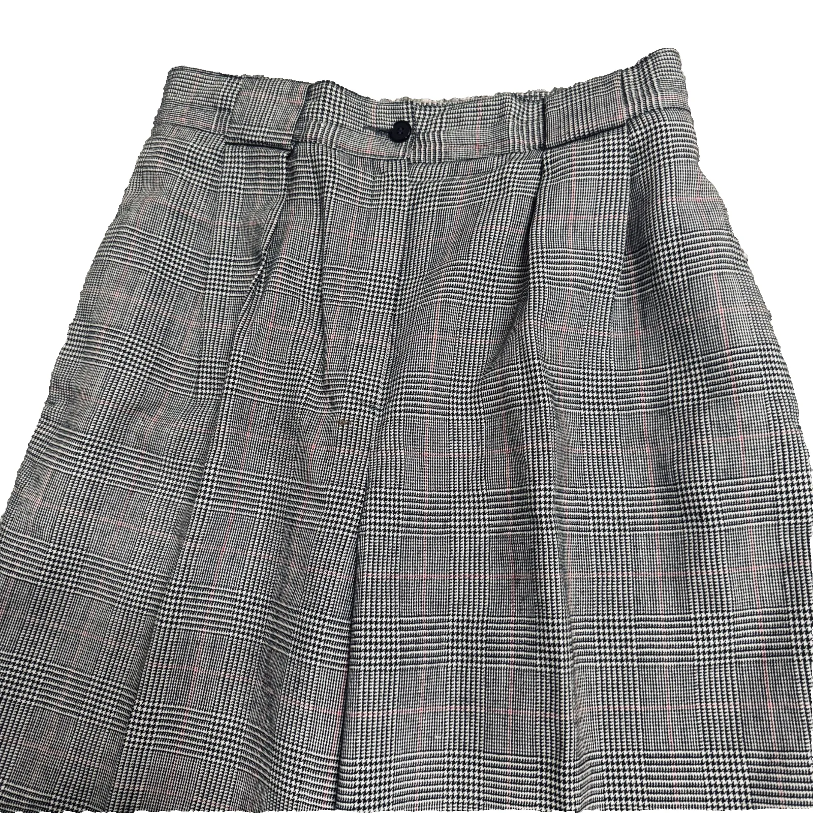 Savannah Vintage Womens Pants 12 Plaid Wool Pleated High Rise Academia 90s Black - Image 2