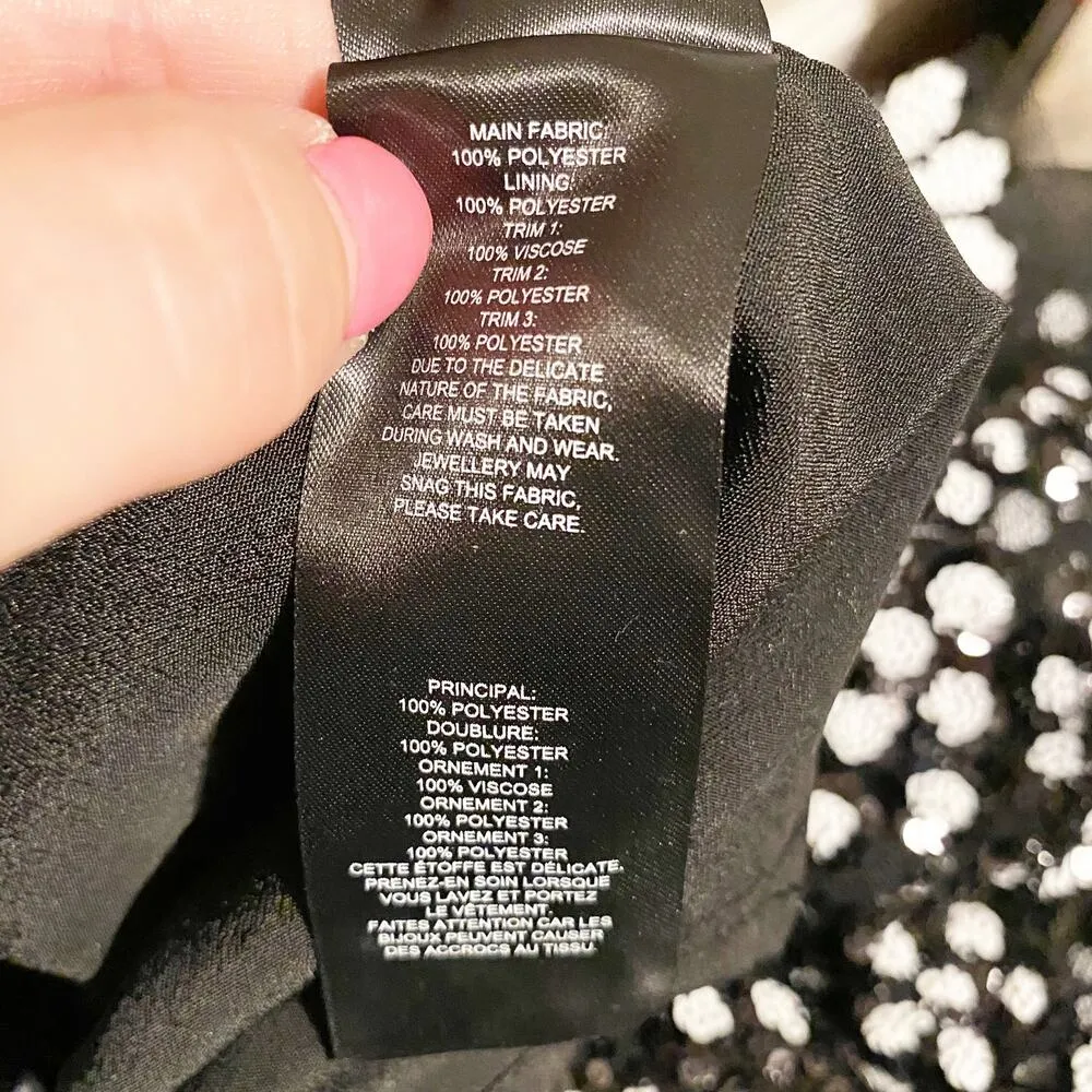 Self Portrait Black Tulle Floral Sequin Deco Tiered Dress NWT Size 2 MSRP $535 - Image 12