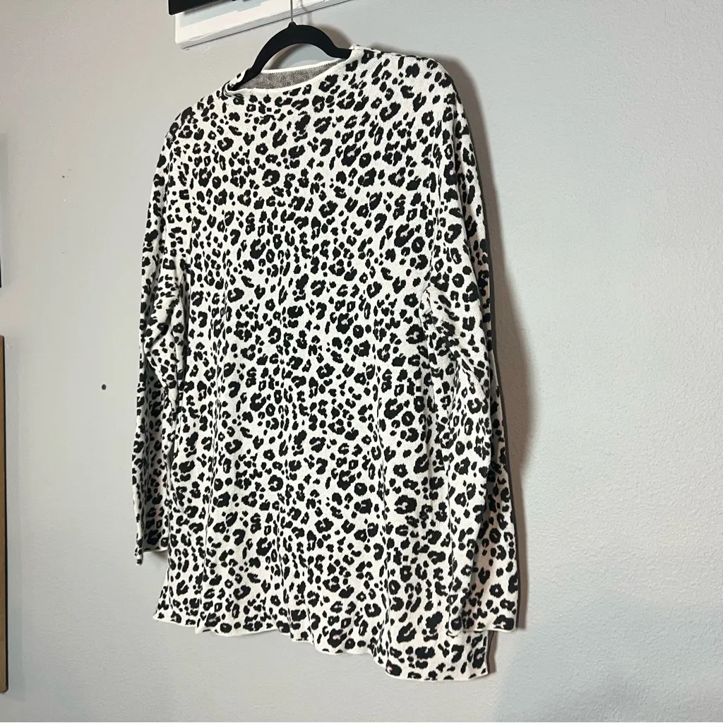 Loft Mockneck Sweater Cheetah Black Cream Leopard Cotton Size XL Cotton - Image 2