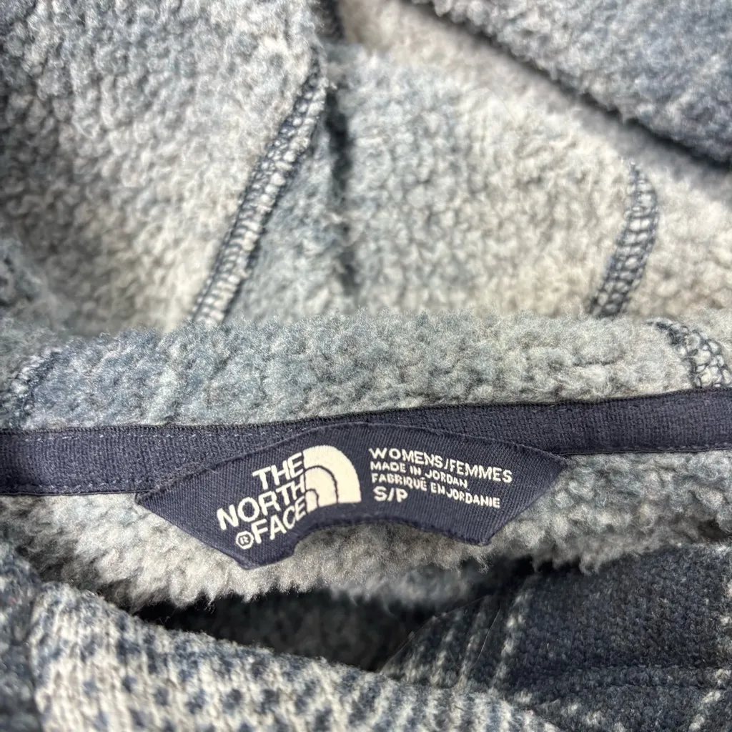 The North Face‎ Women's Plaid Fleece Pullover Cowl Blue and gray Hoodie Size S - Image 15