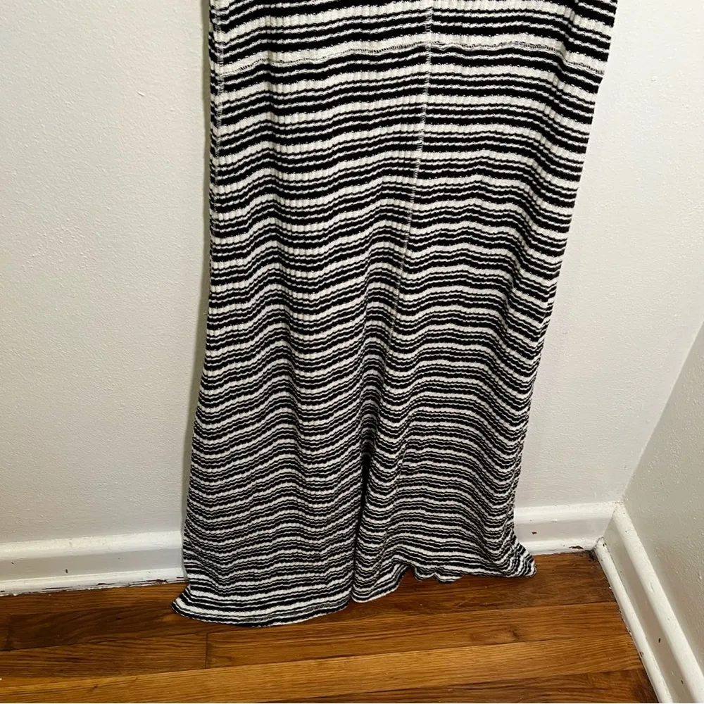 Everlane The Rib-Knit A-Line Tank Dress White Black Stripes L - Image 10