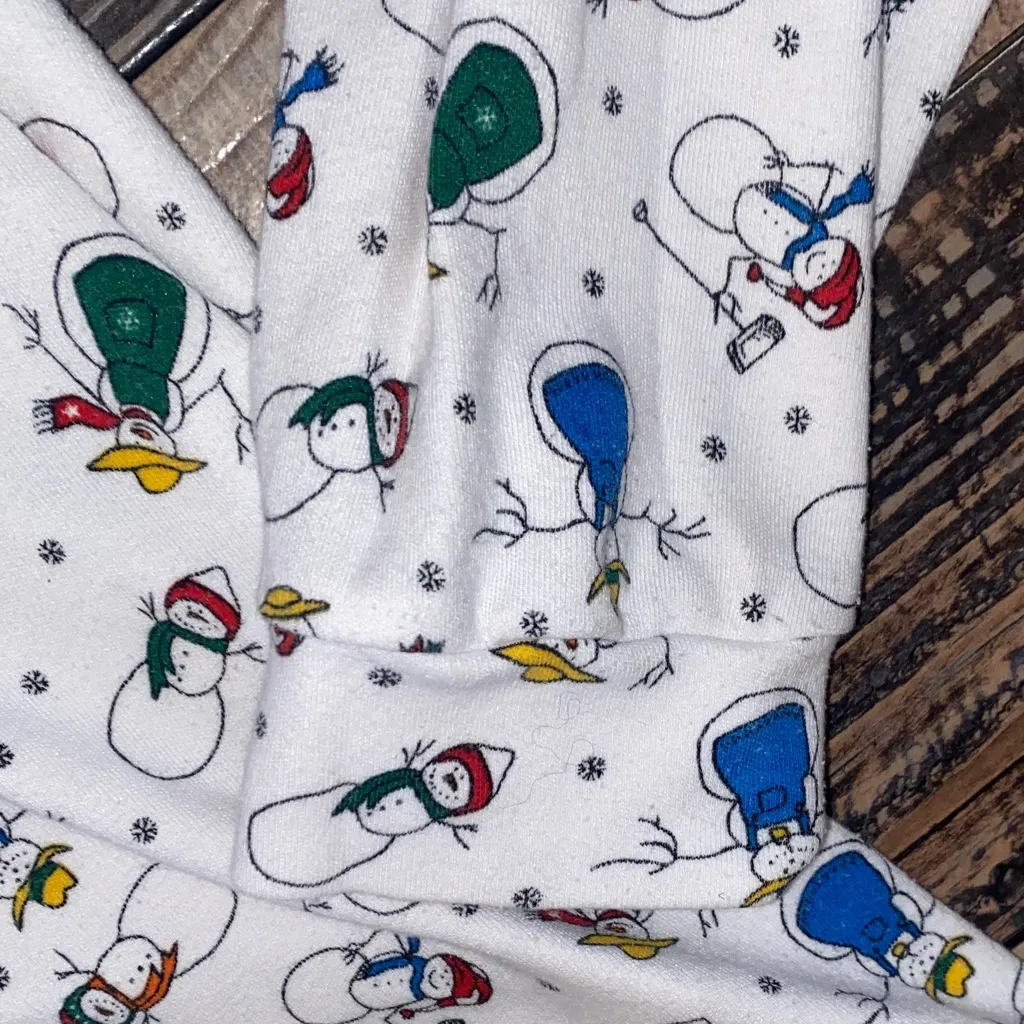 Vintage Snowman Turtleneck Patterned Long Sleeve Women's Top White Size L - Image 4