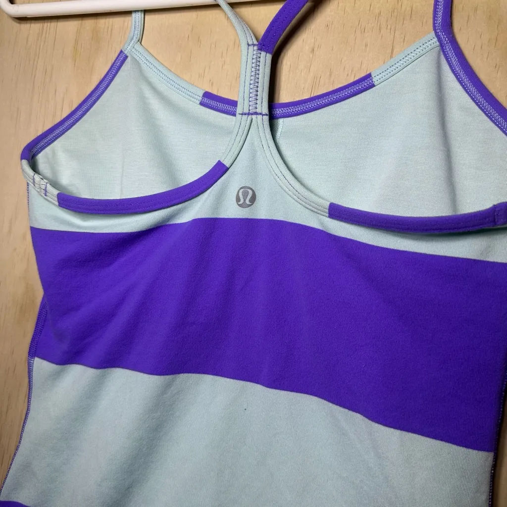 Women's Lululemon Power Y Tank *Luon Light Size 4 - Bold Stripe Power Purple - Image 7