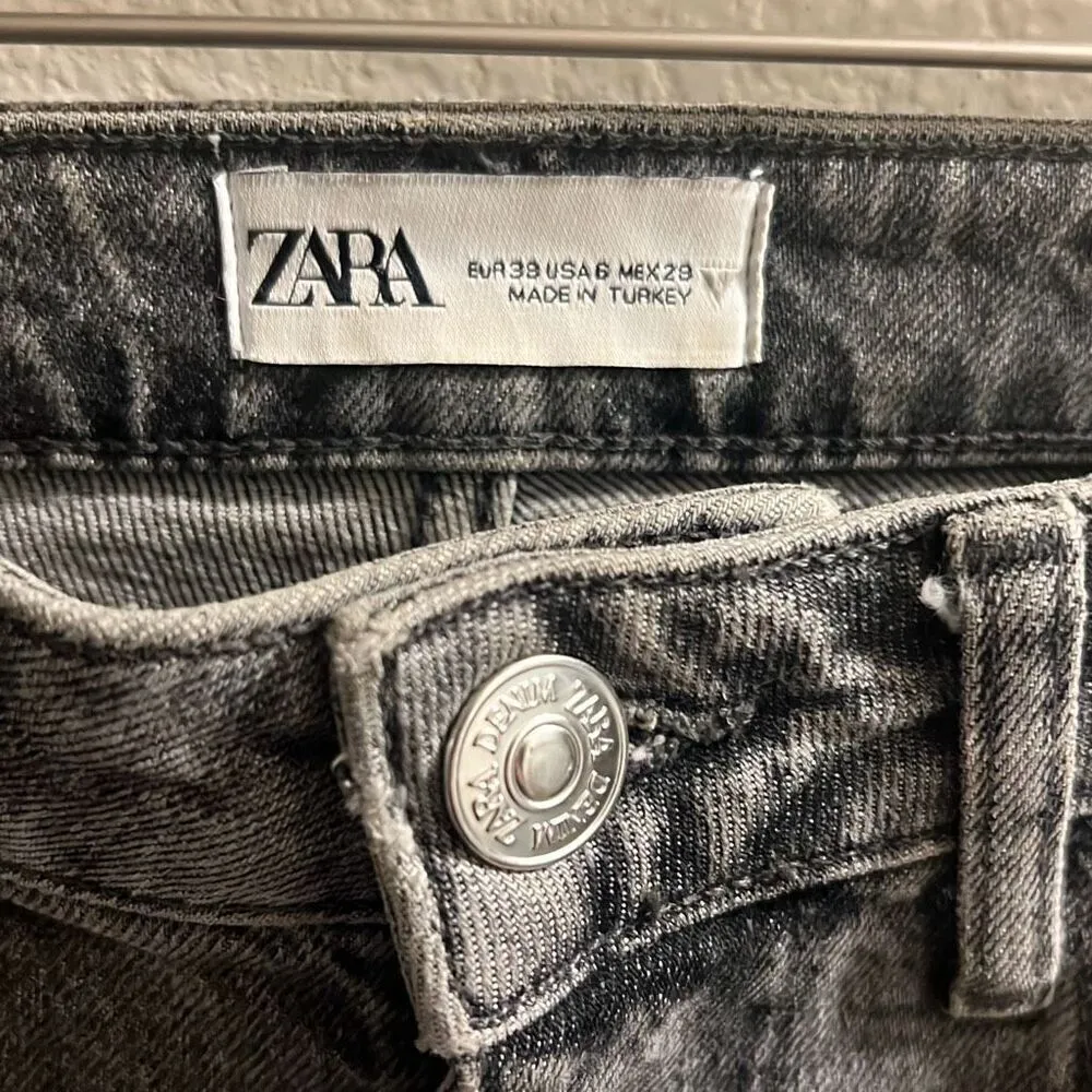 ✨Zara High Rise Destroyed Slim Sz 6 Grey Jeans✨ - Image 6