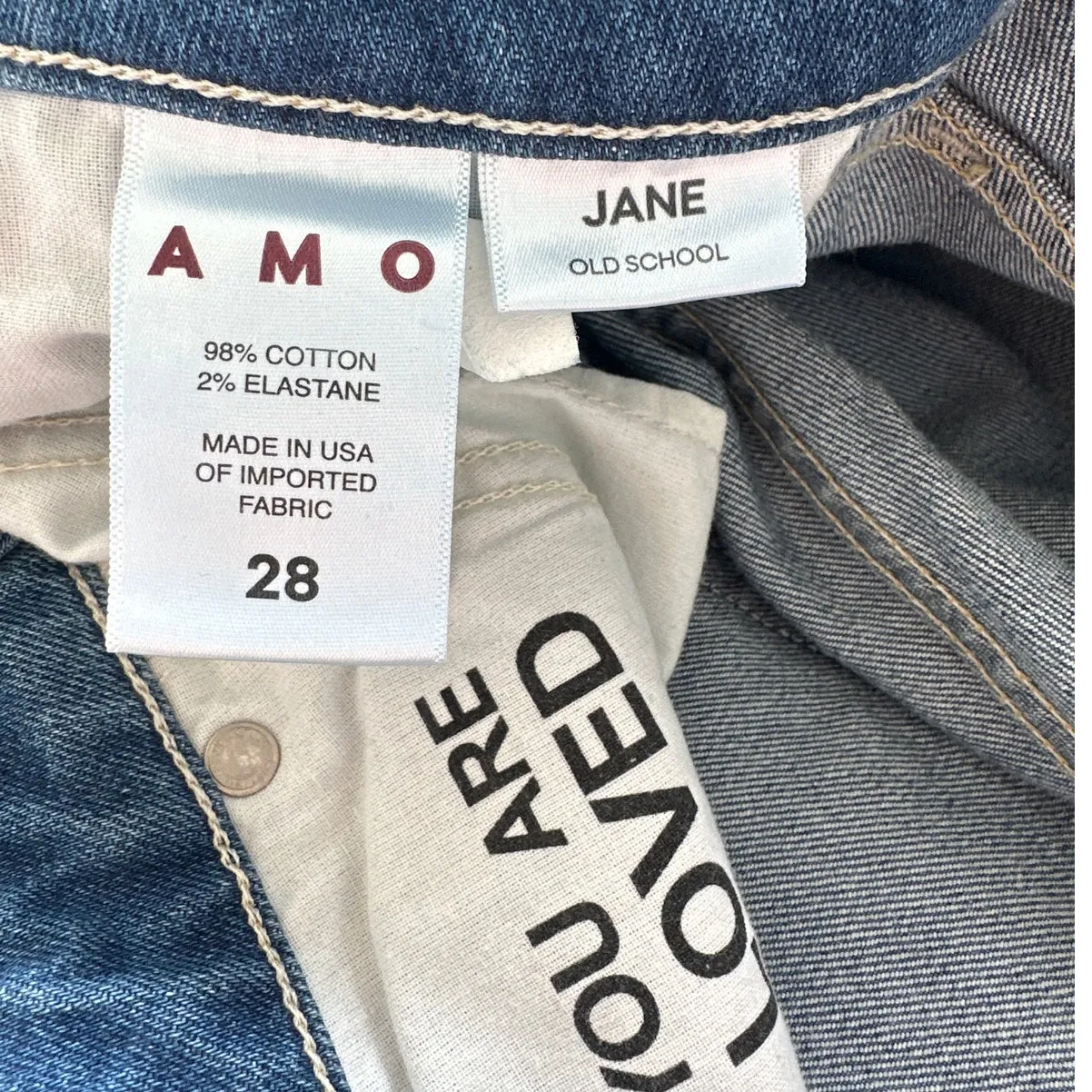 AMO Denim Jane Old School, NWOT, Size 28 Blue - Image 3