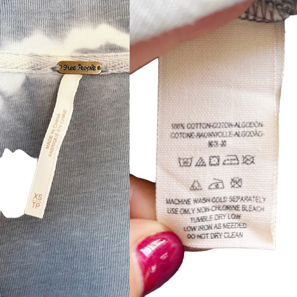 FREE PEOPLE TIE DYE Oversized Sweatshirt Cotton Blue Crop Dolman Sleeves XS EUC - Image 6